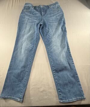 Chico’s So Slimming Girlfriend Slim Leg Ankle Jeans see measurements for size